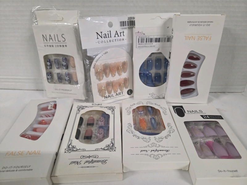 8 New Variety Packs | Ladies Flalse Nails | Includes Jack Skellington, Hello Kitty, Butterfly & More Themes