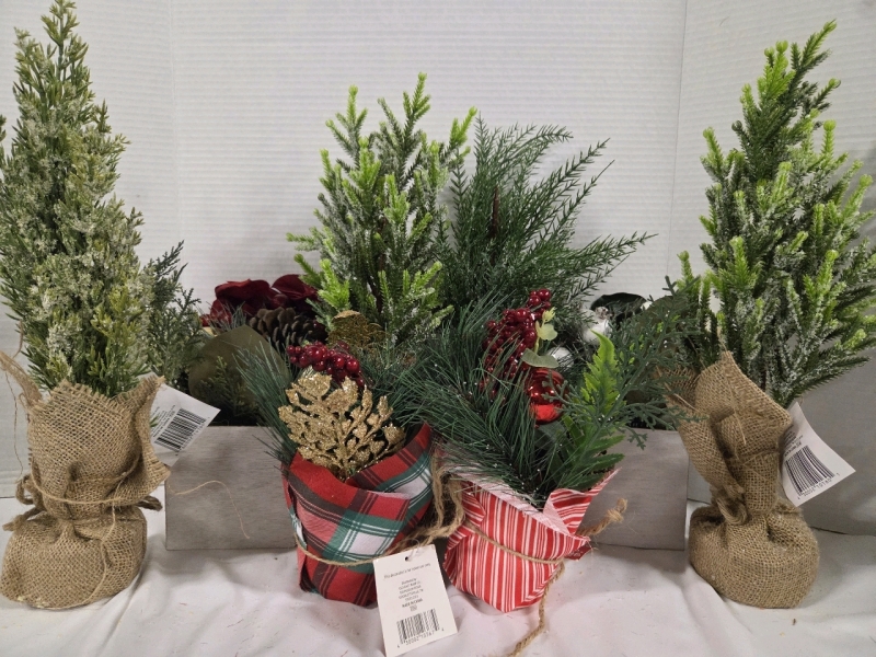 8 New | Holiday Themed Faux Flower/plants | Largest Measures 16"