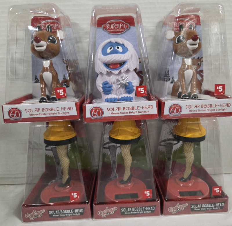 6 New | 5&frac12;" Solar Powered Holiday Bobble Heads