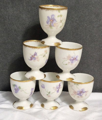 Vintage Set of Six Limoges CH Haviland GDA France Porcelain Egg Cups . 5 Cups Ring True & 1 Cup Does Not