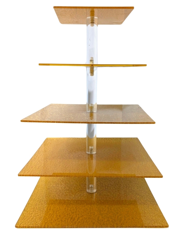 Fantastic MCM-Style 5-Tier Gold Wave Acrylic Cupcake / Treat Stand | 16.5" Tall