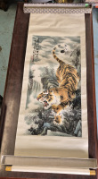 Vintage Bengal Tiger Scroll with Original Box 21" Wide & 61" Long