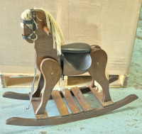 Vintage Adorable Children's Wooden Rocking Horse 36.5" L x 12" W x 28" tall