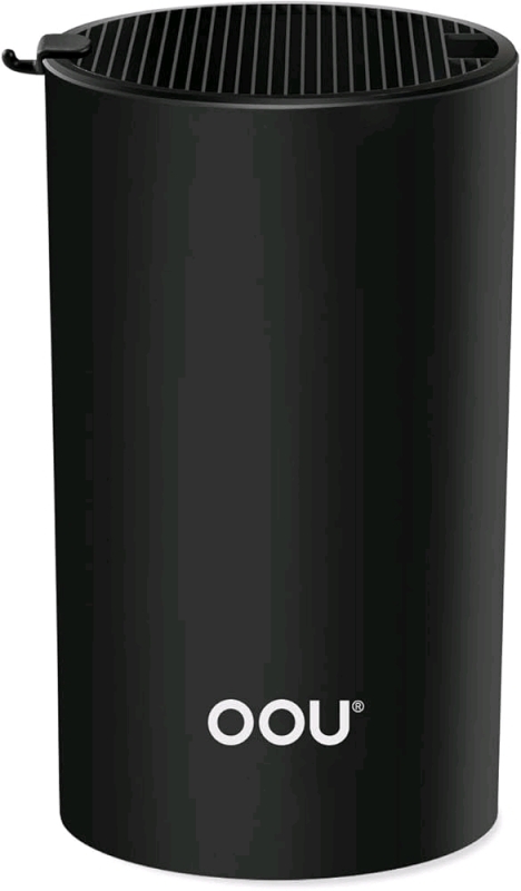 New in Box &bull; OOU Modern Universal Knife Block, Easy to Clean, Drains Water To Help Keep Blades Sharp - 5.5" Diameter &times; 9.25" Tall
