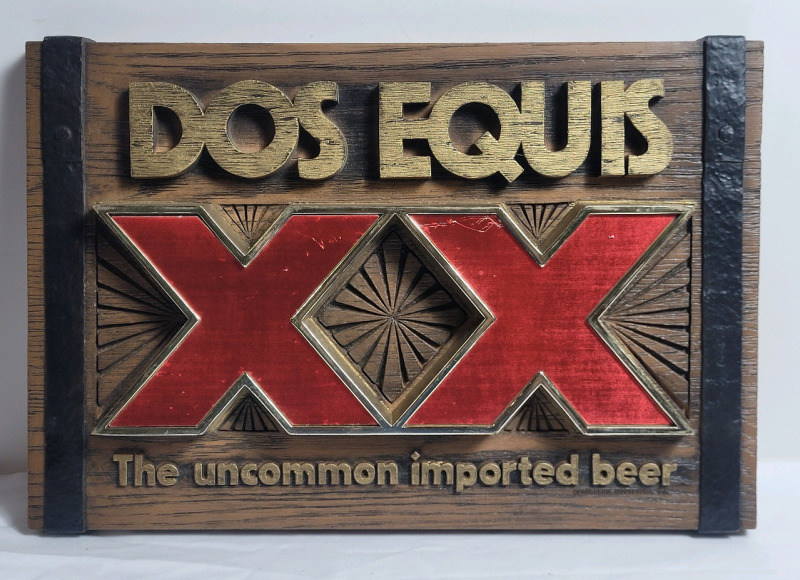 DOS EQUIS XX Plastic Wall Beer Sign . Measures 17.5"&times;15"