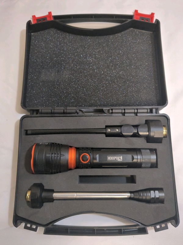 As Is Koopool Adjustable & Rechargeable Flashlight With 3 Attachments