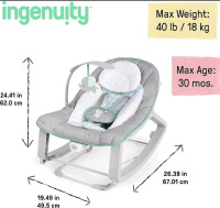 New In Box | Ingenuity Keep Cozy 3-in-1 Grow with Me Vibrating Baby Bouncer | * Retails $80+ *