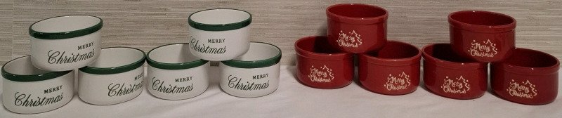 12 New Holiday Style Ceramic Ramekins | Measurements- 3.5" X 3.5" X 2"