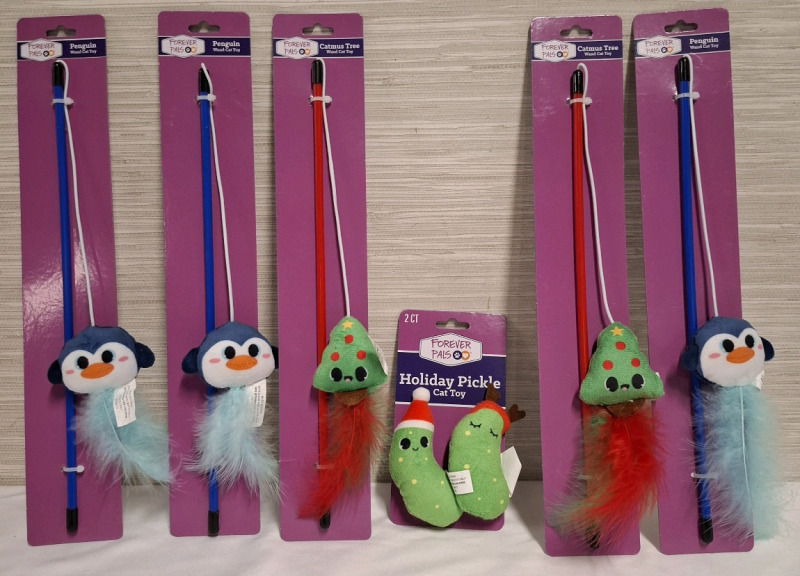 6 New Forever Pals Cat Toys | Biggest Packet Height: 14.5"