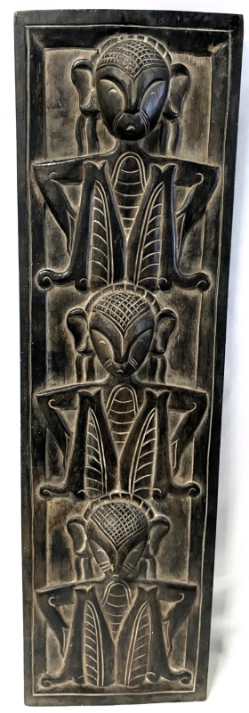 Large Lightweight Wood Tribal Indonesian Carving Wall Art - 11.5" &times; 38.4" Tall
