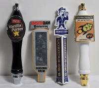 Four (4) Bar Beer Taps . Mill St. Brewery , Amsterdam Brewery , Junction Craft Brewery & Planetary IPA . Measures 9" to 11.5" tall