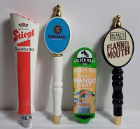 Four (4) Bar Beer Taps . Stiegl , Lowenbrau Original , Golden Road & Blake's Hard Cider Co. . Measures 8.5" to 13" tall