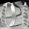 S925 Silver Oval Greek Key Hoop Earrings <br/>Approximately .87 Inch Drop Stamped - 2