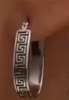 S925 Silver Oval Greek Key Hoop Earrings <br/>Approximately .87 Inch Drop Stamped - 3