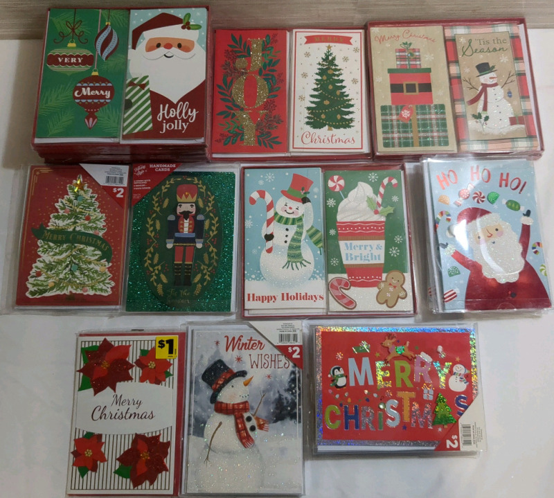 10+ Holiday Style Assorted Christmas Card Packs, Multiple Cards per Pack