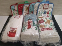 20+ New Assorted Christmas Themed Kitchen Towels (14x24 inches) & Pot Holders (8x8 inches)