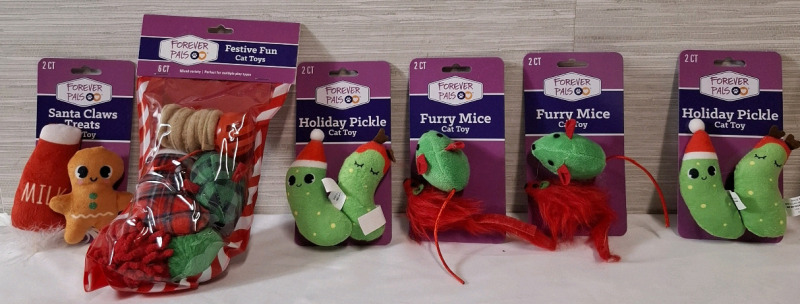 6 New Forever Pals Cat Toys | Biggest Packet Height: 9.5"