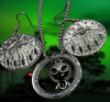Alien Pendant Necklace 316L SS Enamel Eyes and Belly Medallion / Forest Alien Spaceship Earrings Trust Love Dream Hope - see more in description