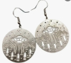 Alien Pendant Necklace 316L SS Enamel Eyes and Belly Medallion / Forest Alien Spaceship Earrings Trust Love Dream Hope - see more in description - 4