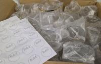 40 New | Disposable 4oz Plastic Cups w/ 40 "This drink belongs to:" Stickers