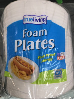 130 New | True Living Foam Plates Soak Proof & Sturdy | Ea. 9"