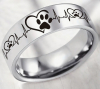 Paw Heart Lifeline 8mm Laser Engrave Stainless Steel Size 7 - 2