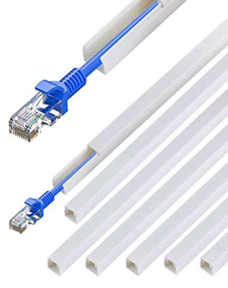 New | 142" Cable Concealer- White | Sticks to Walls & Floors