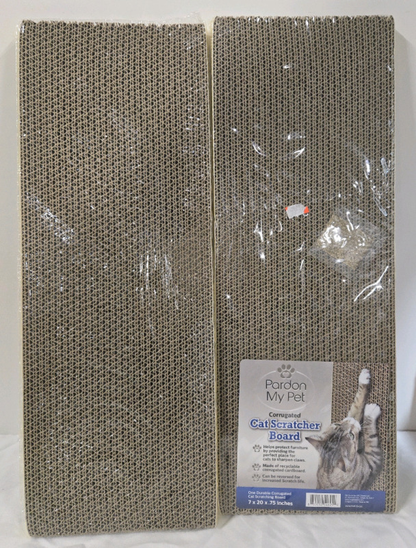 2 New | 7" x 20" Pardon My Pet Corrugated Cat Scratcher Boards