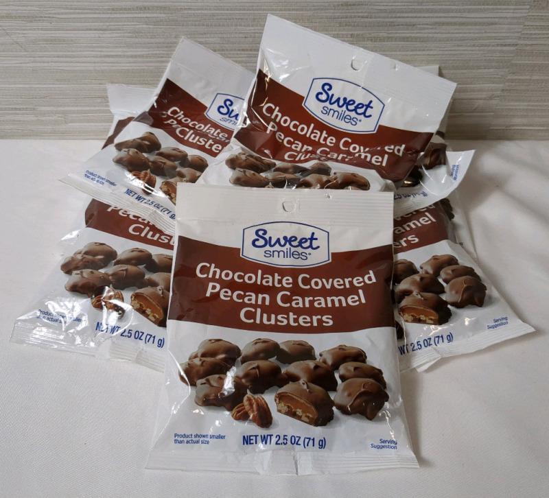 8 New Sweet Smiles Chocolate Covered Pecan Caramel Clusters BB JAN 16 2026 / 2.5oz/71g