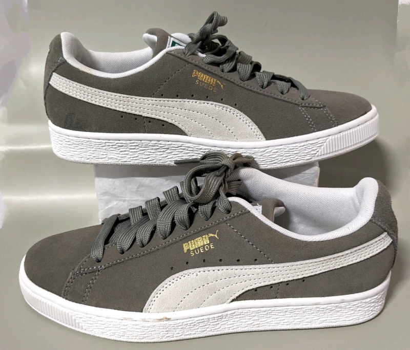 New PUMA Men's Classic+ Suede Sneakers (Size 7, Steeple Grey & White)