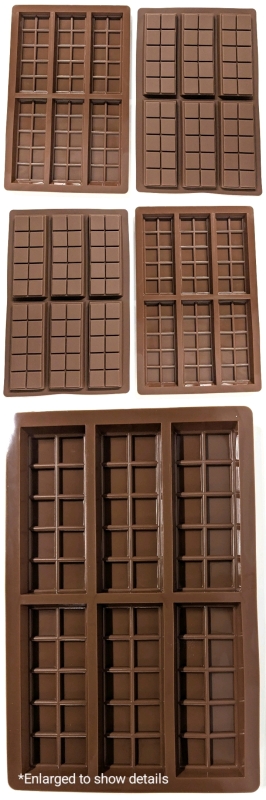 5 New Silicone Chocolate Bar Tray Molds - Each Makes 6 Bars | Trays 10.2" &times; 6.75"