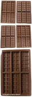 5 New Silicone Chocolate Bar Tray Molds - Each Makes 6 Bars | Trays 10.2" &times; 6.75"