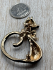Classic Long Tail Cat Brooch Green Rhinestone Eye and Clear Nose Tip Gentleman Rhinestone Bow Tie Approximately 1.7 x 1.22 Inch - 5