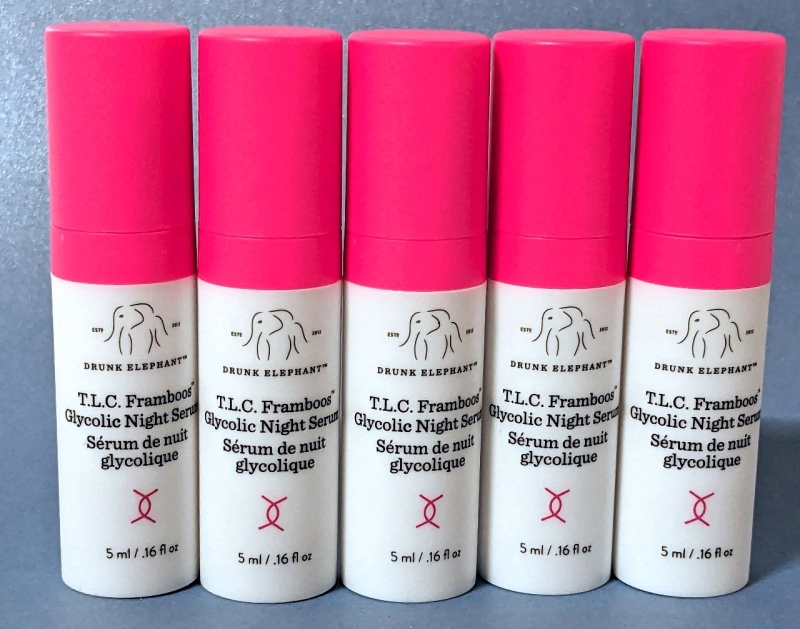 5 New DRUNK ELEPHANT T. L. C. Framboos Glycolic Night Serum (5ml each)