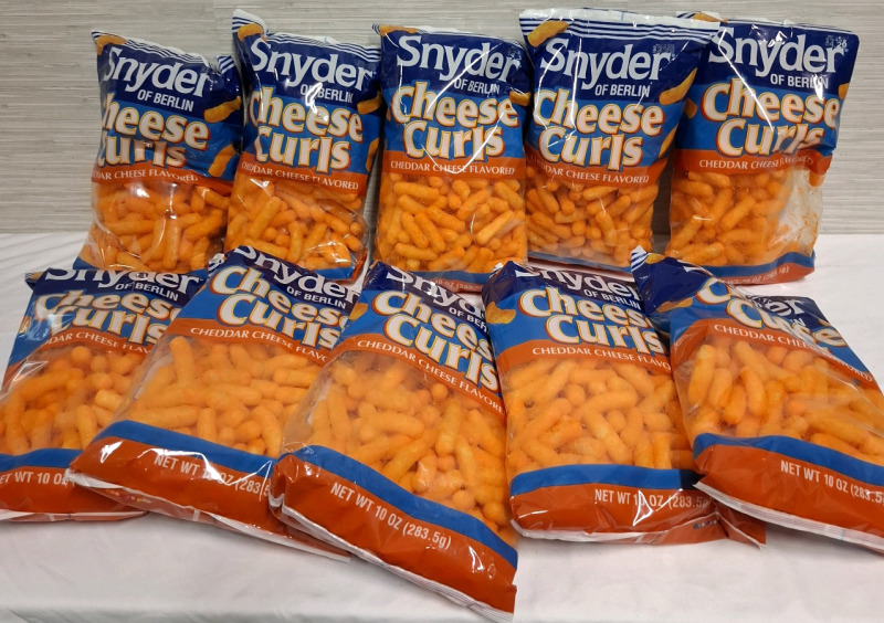10 New Snyder of Berlin Cheese Curls Packets | Cheddar Cheese Flavored | Net WT 10 OZ Each | Best Before Date- May 12 2025