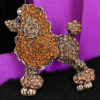 Chic Rhinestone Dog Brooch<br/>Poodle Honey Citrine Black Stone Eye <br/>Approximately 2 x 1.70 Inch Back Bale for Pendant - 2
