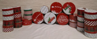 27 New Holiday Style Round Tins | Large Tin Measures- 6" Diameter | Small Tin Measures- 4" Diameter