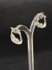 925 Sterling Silver With Freshwater Pearl Elegant Crescent Hoop Earrings<br/>Approximately .78 Inch Drop - 5