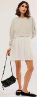 New Size XS Women's FREE PEOPLE Eleanor Sweatshirt with Built-In Skirt - Grey Combo | Retails Over $170!