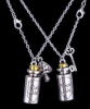 Alice Were All Crazy Here x 2 Enamel Lapel Pins / Two Alice Bottled Necklaces Eat Me Drink Me Share with Your BF - 2