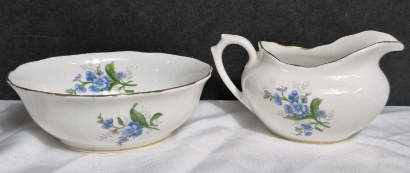Royal Albert Creamer & Sugar Forget Me Nots No Chips or Cracks, All Ring True