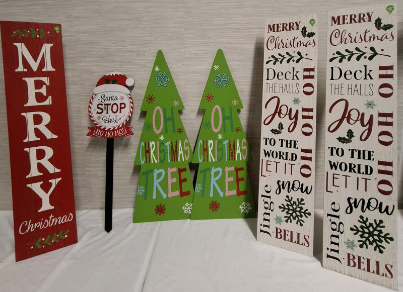 6 New Holiday Style Wooden Christmas Decoration Items | Tallest Measures- 36" X 8"