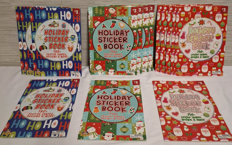 12 Holiday Sticker Books | Eachbbook includes 750+ Festive Shapes & Designs