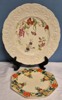 Beautiful COALPORT 11.25" Plate Floral Pattern & Titian Ware Plate 8.25" - No Chips or Cracks