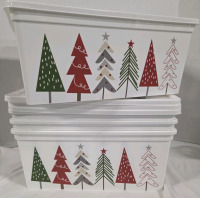 4 New | 15.7" x 13.3" x 6.6" 19.2L Holiday Themed Boxes w/ Lids
