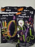 4 New | Spooky Themed Glow in the Dark Party Packs | Includes Light Sticks, Bracelets, Wands & More | Ea. Bag Measures 12" Long