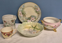 5 Piece Vintage Floral Dishes - Limoges France, Bavaria, Japan & England