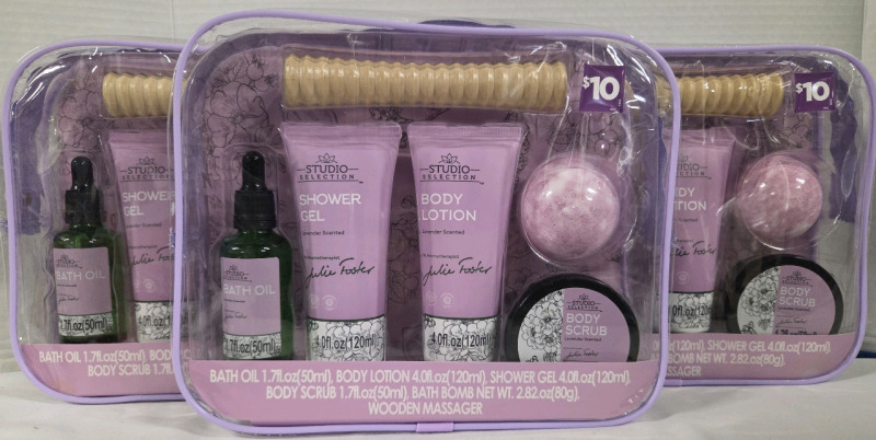 3 New | Studio Selection Lavender Spa Day Sets | Ea. SET Includes 6 Spa Day Items Including Shower Gel, Bath Oil, Body Scrub & More