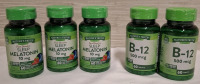 3 New Nature's Truth Sleep Melatonin 10mg Jars & 2 New Nature's Truth B-12 500mcg Jars