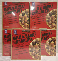 5 New Elmer Chocolate Milk & Dark Chocolate Boxes | Net WT 680g per box | 60pcs per box | Box Measurements- 10.6" X 10.2" | Best Before- 05/05/2026